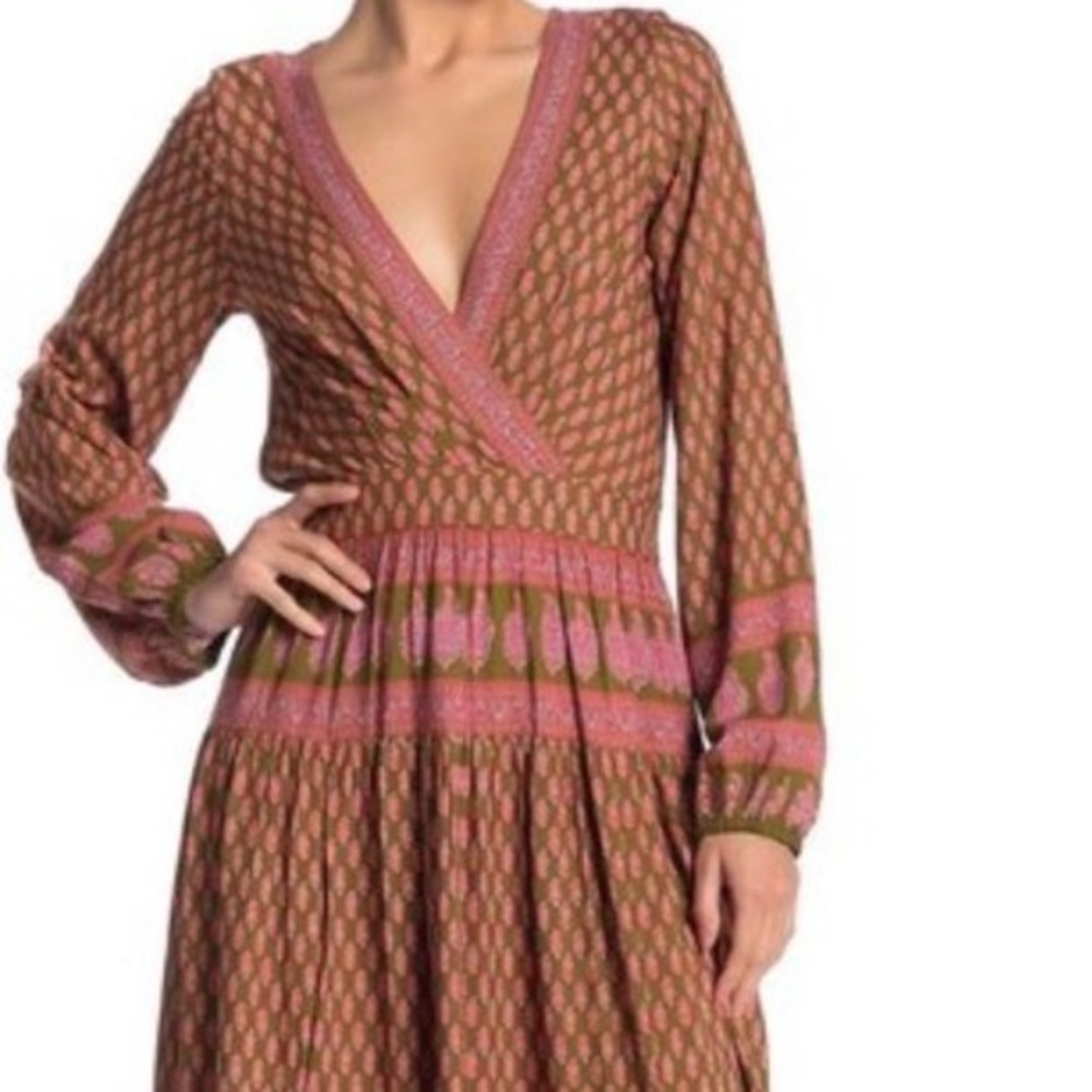 RAGA Pink and Brown Long Sleeve Dress Anthropologie Size Small NWTS - Picture 2 of 6